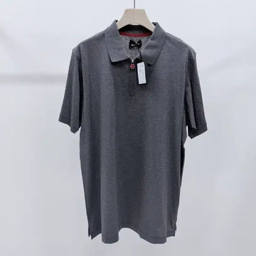 Kiton Half Zip Short Sleeve Polo Shirt Gray 2XL 155302205