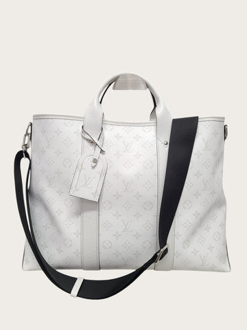 LOUIS VUITTON Weiße Monogram Wochenend Tote Crossbody Tasche 150747156