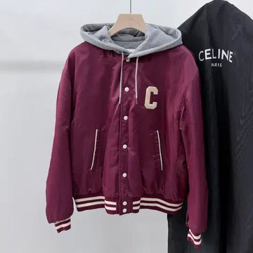 CELINE [S+クラス/44] テディフードバックロゴ ボンバー バスティジャケット バーガンディ 155305861