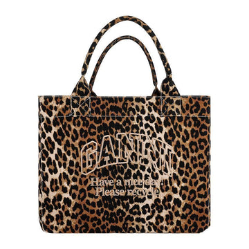 Ganni Leopard Print Easy XXL Shopper Tote Bag A5822 943 144592030