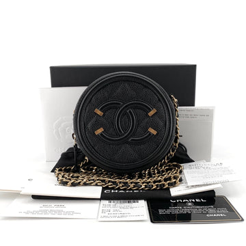 CHANEL キャビアコスメティックラウンドクロスバッグ 155331030