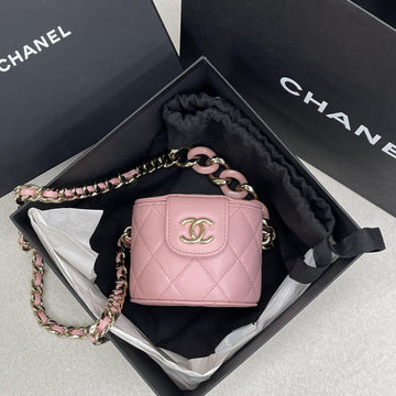 CHANEL Elegant Chain Gold Vanity Cosmetic Pink AP2428 155332309