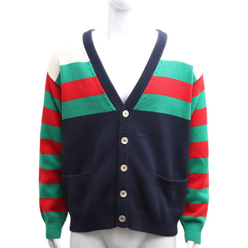 GUCCI Gestreifter V-Ausschnitt Strick-Cardigan 740641 155333215