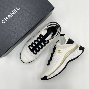 CHANEL ミックスファイバー レディース スニーカー ホワイト ゴールド G35617 155336044