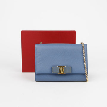 SALVATORE FERRAGAMO 22 B558 Genie Bow Chain Schulter Crossbody Tasche 155019873