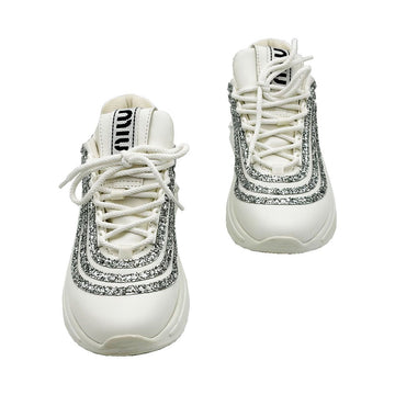 Miu Miu White Leather Crystal Sneakers 37 155337238