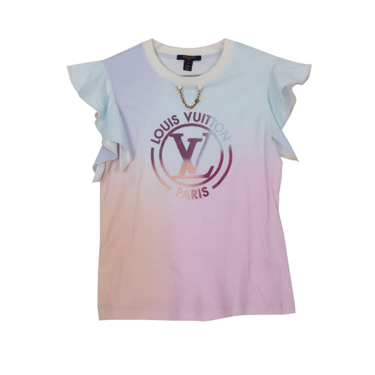 Louis Vuitton 1A9YEZ Cotton Gradient LV Circle Flounce Sleeve T-Shirt L 55747090
