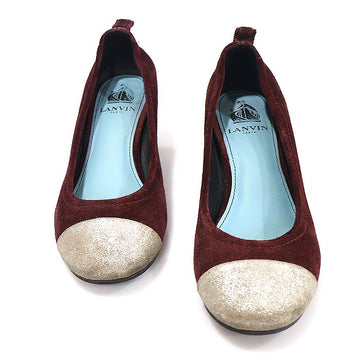 LANVIN Bordeaux Wildleder Captoe Ballerina Pumps Damen Schuhe 35 155338745