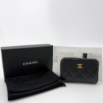 CHANEL キャビア ゴールドジッパーカードケース 155338764