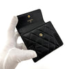 CHANEL Klassische Lammleder Geldbörse mit goldfarbenem Logo 155351417 [P]