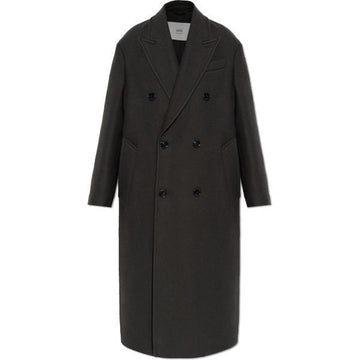 AMI Wool Double-Breasted Long Coat 149479886