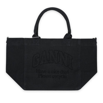 GANNI Damen Logo Stickerei Baumwoll Tote Bag (Schwarz) A5972 099 105855467