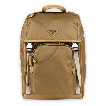 Prada Men's Triangle Logo Re-Nylon Backpack (Cork Beige) 2VZ135 VHYL 2CX2 F0594 121196481