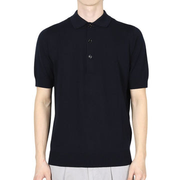 LARDINI 男性コットンニットPK半袖(ネイビー) ESLPMC92 ES64040 850 131313505