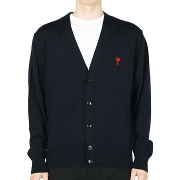 AMI Merino-Wolle Cardigan mit Herzlogo für Herren (Navy) BFHKC111 KN0025 430 132329079
