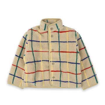 Bobo Choses Kids Color Stripe Fleece Zip-Up Jacket (Beige) B225AC120 251 147328481