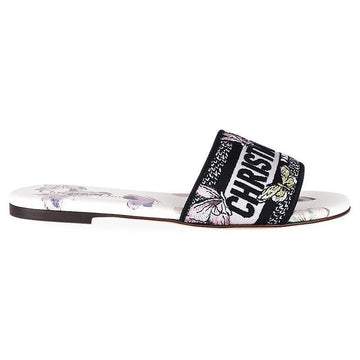 Dior Women's Embroidered Cotton and Butterfly Mule Slippers (White/Purple) 83W 151665500