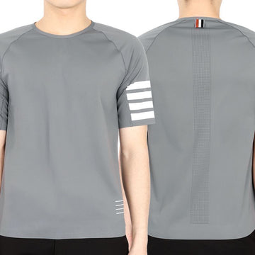 Thom Browne Men's Diagonal Stripe Nylon Short Sleeve (Gray) MJA008Y 06770 035 54634510