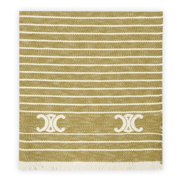 Celine Triomphe Stripe Cotton Beach Puta Towel (Ochre/Vanilla) 2ARB4095Z 11OV 86676215