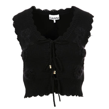 GANNI コットンカシミアクロシェアプリケベスト 26SS A1070043 099 153747564