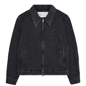 AMI Heart Logo Tonal Zip Denim Jacket 155016033