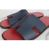 Hermes Izmir Two-Tone Sandals Slippers Navy Red 8.5 155382510 [P]