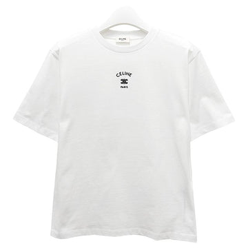 CELINE トリオンフ刺繍ロゴ半袖Tシャツ オフホワイト ブラッック (RX0LJ1242 01OB) 155384387