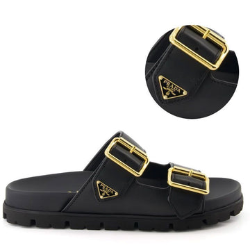 PRADA Damen Lederriemen Slide Sandalen Schwarz 150696468