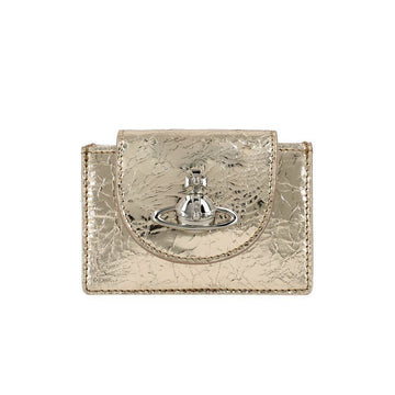 VIVIENNE WESTWOOD メタリッククランクルフラップカード財布 133043043