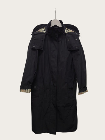 BURBERRY Schwarze Vintage-Check Bridgewater abnehmbare Kapuzenjacke 155385964