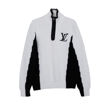 LOUIS VUITTON Zwei-Ton Hochkragen mit Halb-Zip Strick M Größe 1A8WS0 155019425
