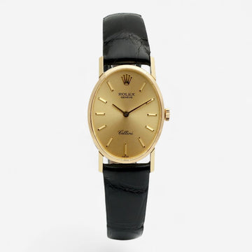 Rolex Oval Cellini Small 4110 Women's Leather Watch 18K Gold Manual 1976 155431949