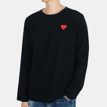 Comme Des Garcons Men's Red Patch Round Neck Knit (Black) P1 N068 000 BLACK 54759226