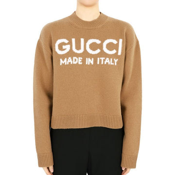 GUCCI Logo Intarsia Wollpullover (Beige) 770072 XKDRP 2296 70005438