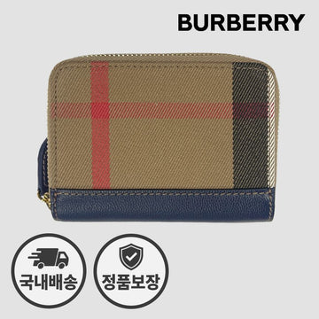 BURBERRY チェックジッパーアラウンドカードウォレットダークネイビー 80845251 127469712