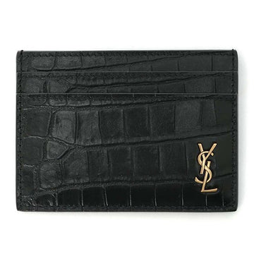 SAINT LAURENT クロコダイルモノグラムカードホルダー ブラック stamp: 607603 DZE0W 1000 33221807