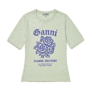 Ganni Short Sleeve T-Shirt T3632 822 Flower Logo 67797720