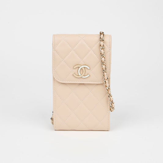 CHANEL Logo Phone Holder Mini Shoulder Crossbody Bag 155272087 [P]