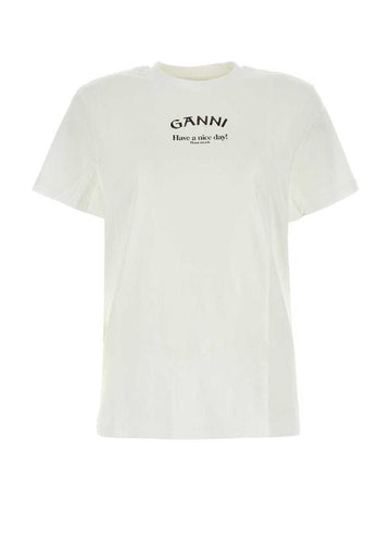 GANNI Weiße Relaxed Oneck T-Shirt 25SS 151058675