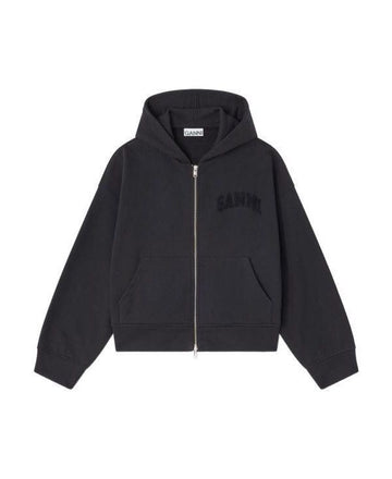 Ganni Black Two-Way Hoodie Zip Up T4369 004 152204308