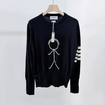 THOM BROWNE サシャストライプ インターロック アイコン ウールニット ブラック 155438324