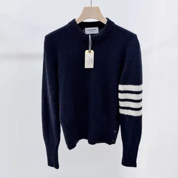 Thom Browne Diagonal Striped Shetland Wool Knit Navy 155438332