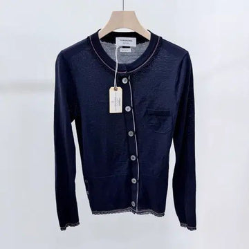Thom Browne Trimming Women's Crew Neck Cardigan Navy 38 155438506