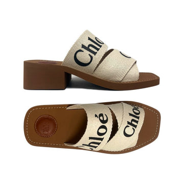 CHLOE ウッディロゴオープントゥヒールミュールホワイト CHC22U550Z3 101 150475670