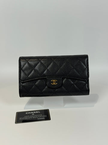CHANEL キャビア長財布19番台 155445047