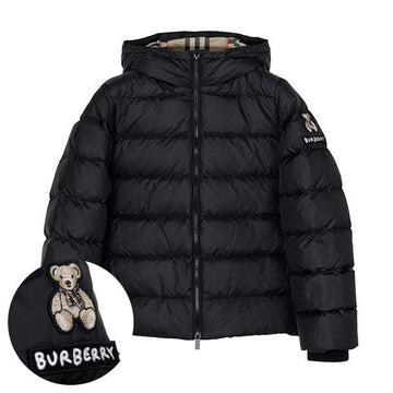 BURBERRY キッズ ブラック パファー フード ダック ダウン ジャケット 8109442(14A) 153142815