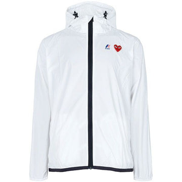 COMME DES GARCONS ホワイトプレイウィンドブレーカー フードジャケット 155449492 [P]