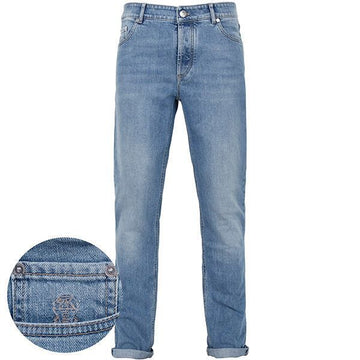 Brunello Cucinelli Light Blue Traditional Fit Denim Pants 154150044