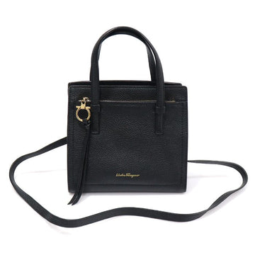 Salvatore Ferragamo Black Calfskin Amy Small Top Handle 2WAY 21 F478 155452145