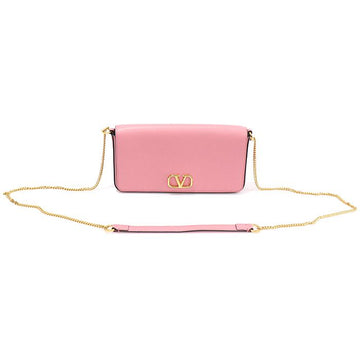 Valentino Candy Rose Pink Grained Calfskin V Logo Chain Pouch Crossbody 2W2P0Y63SNP 155452188